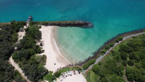 Marlos Beach - Quiet And Small Beach By Tweed River In NSW, Australia. - aerial shot