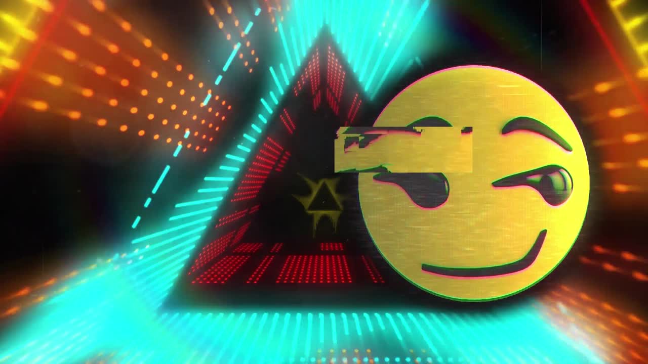 animación del icono de emoji sobre el túnel digital