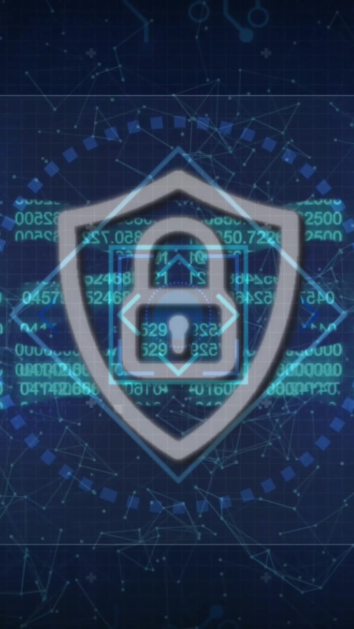 Animation of padlock and chain with data processing
