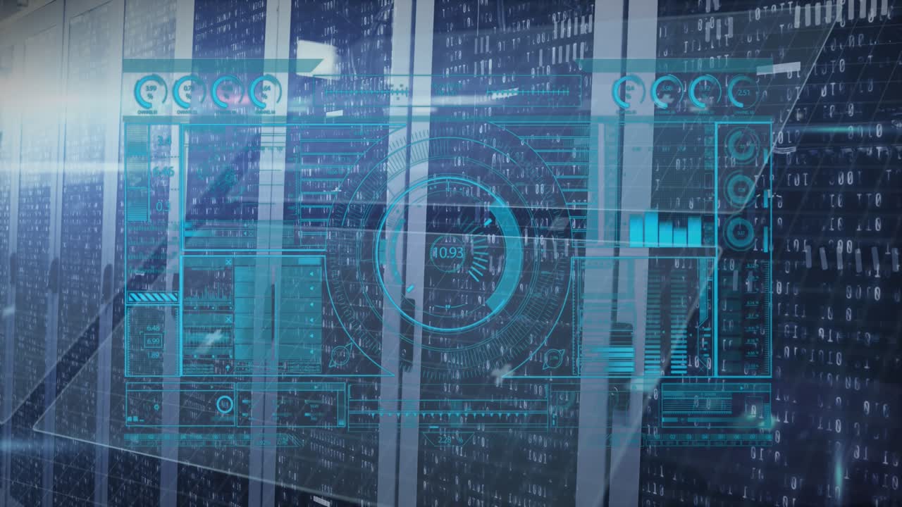 Animation of data processing over server room