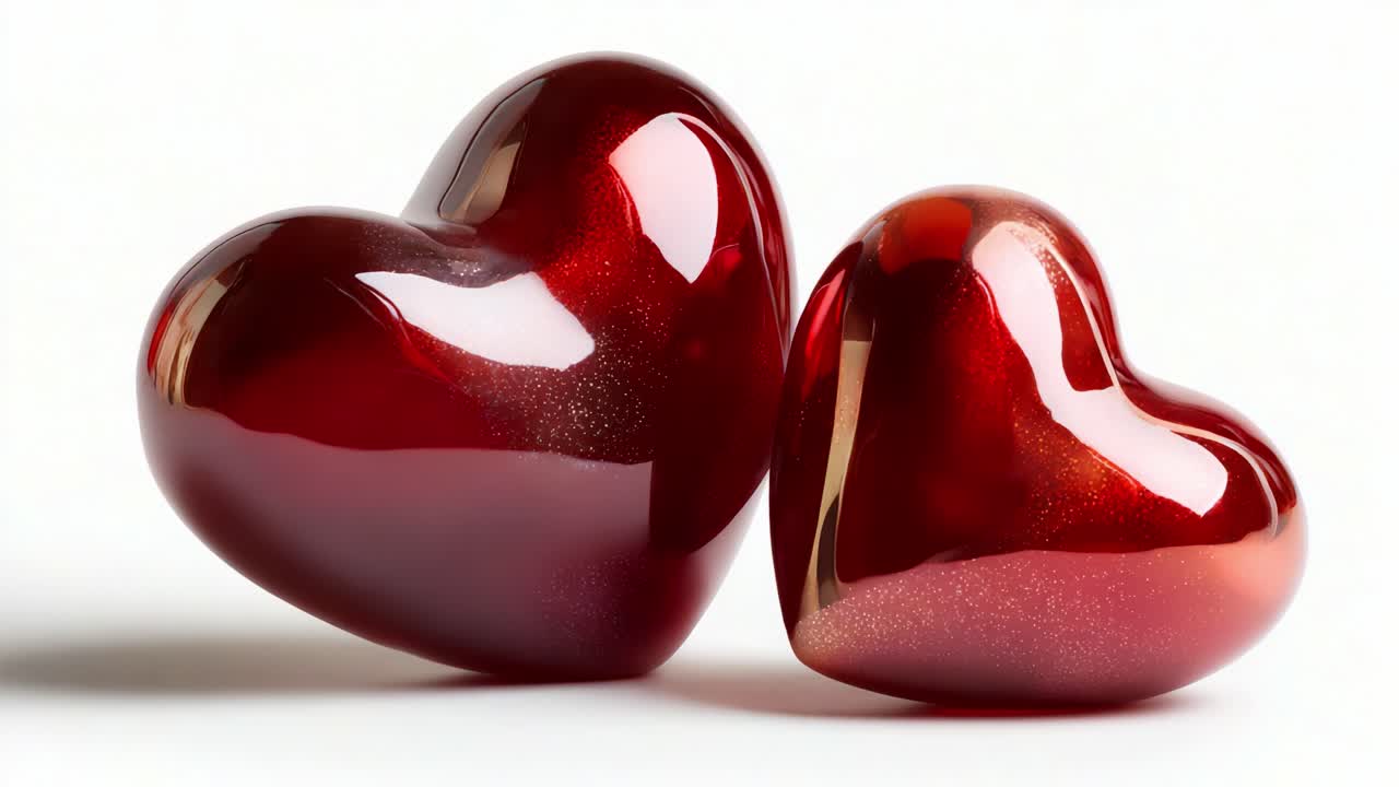 Beautifully Crafted Decorative Heart-Shaped Ornaments in Glossy Red Finish, Perfect for Celebrating Love and Affection in Various Occasions and Settings