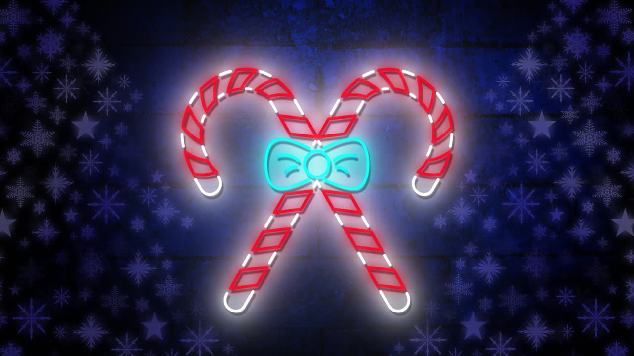 animación de bastones de caramelo en navidad sobre las estrellas