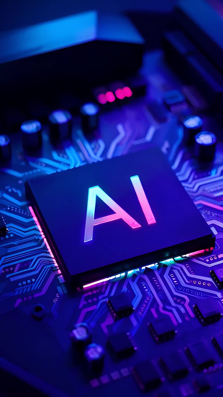 Futuristic AI Chip Motherboard Technology Background 4K