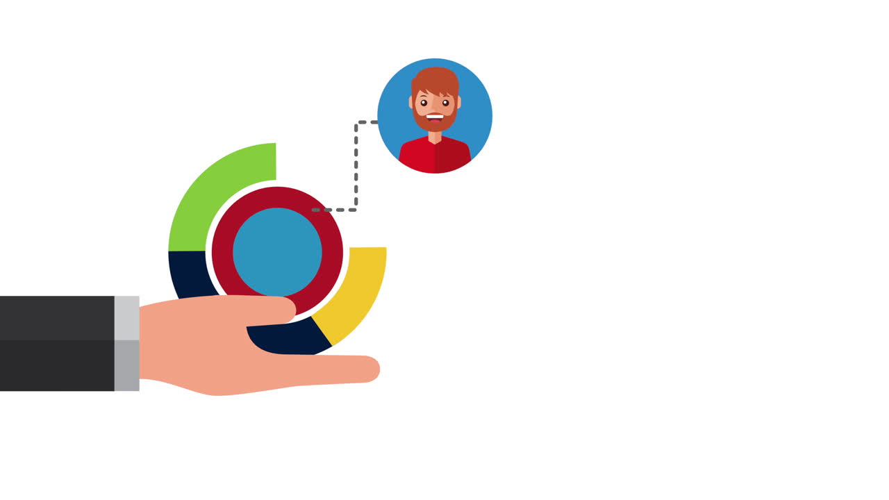 hand with statistics and people
