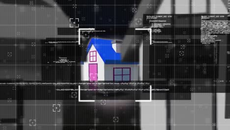 animation of data processing over houses