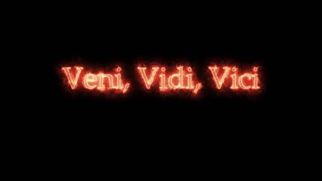 veni vidi vici written with fire. loop