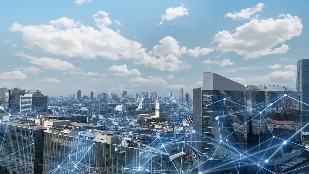 Network and Connection business technology future network city interface graphic