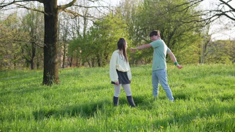 young couple enjoying a spring day in the park