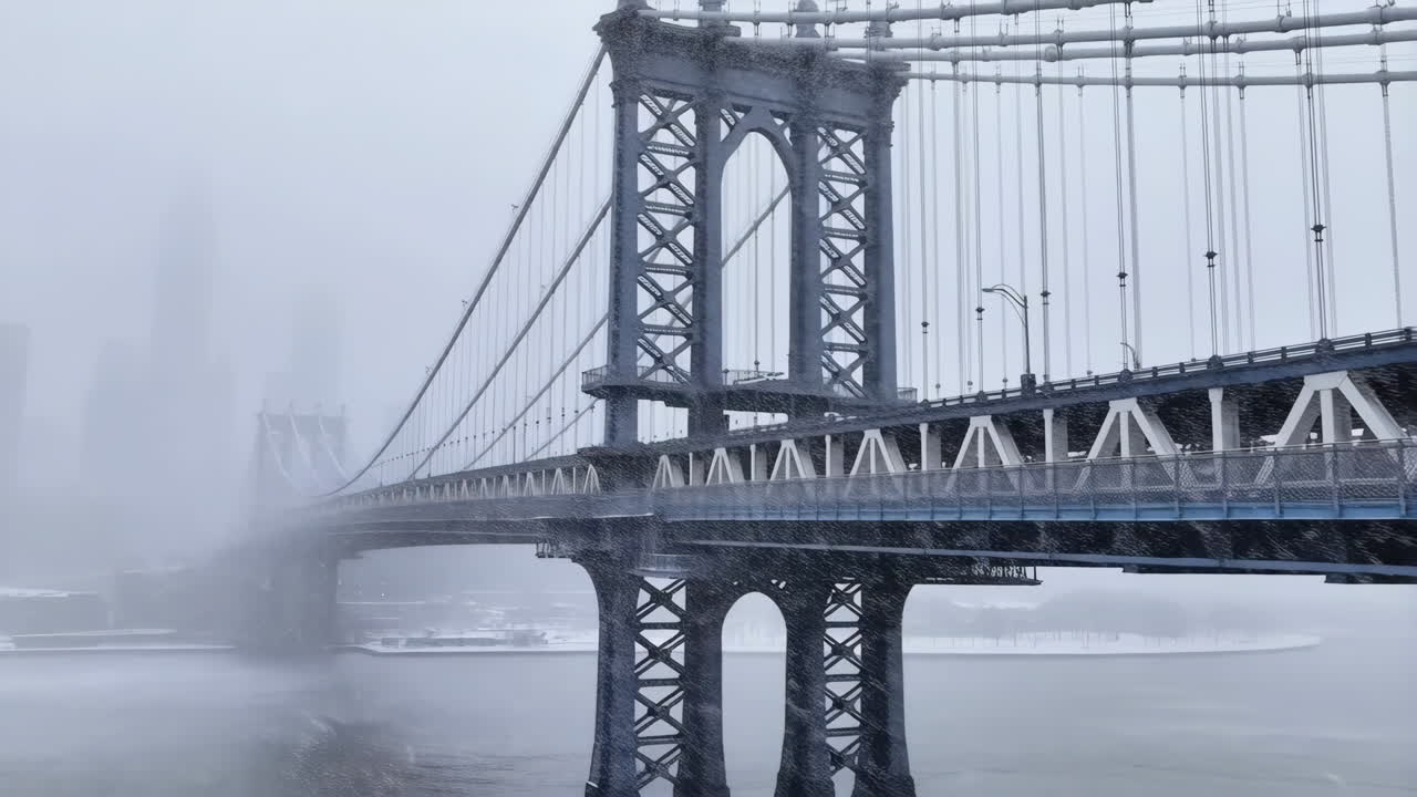 Manhattan Bridge during a Snowfall