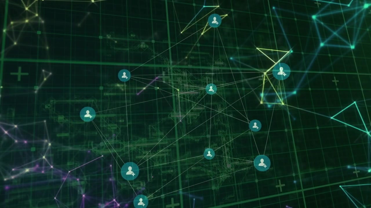Digital Network Connection Animation with User Icons