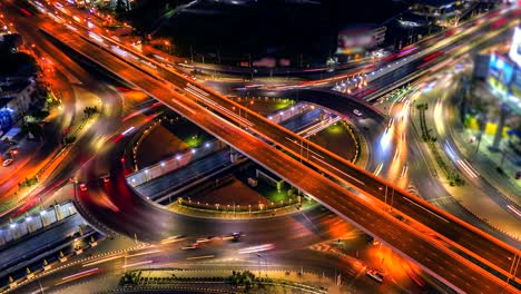 4k, lapso de tiempo la carretera en círculo y autopista, autopista y autopista y intersección