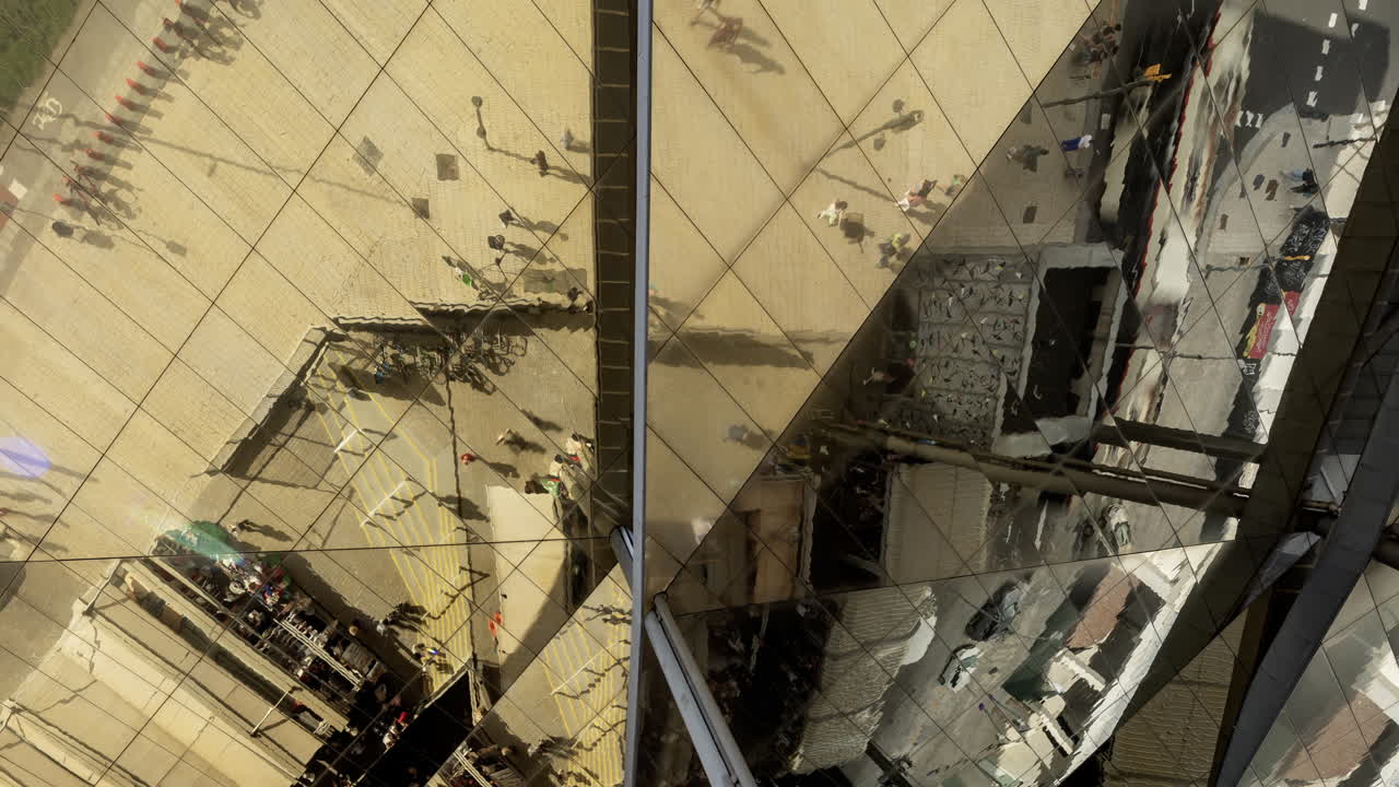 Timelapse of the encants second hand market with gloden reflecting roof in barcelona