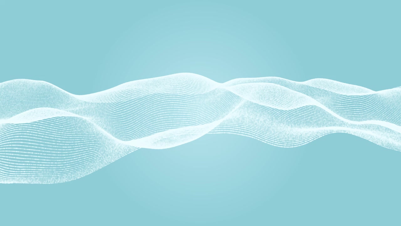 Abstract White Particle Wave Motion on Teal Background
