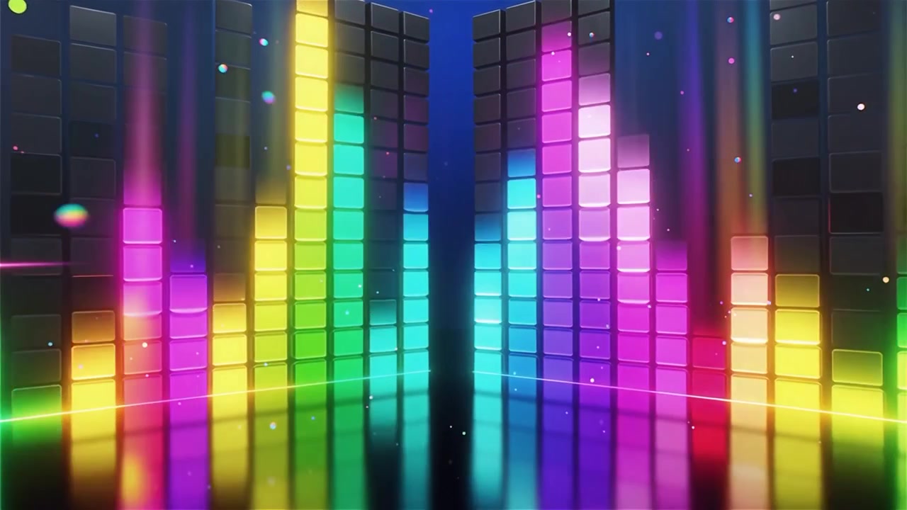 Futuristic Rainbow Neon Music Equalizer Visualizer Background