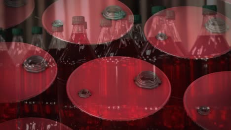 animation of bottles conveyor belt over cans