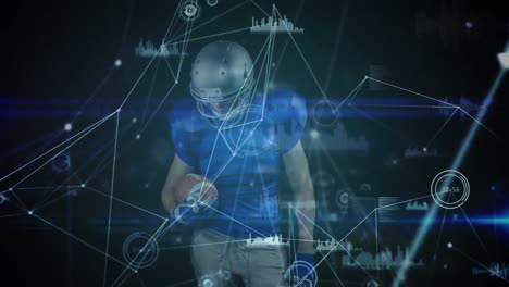 Animation-Der-Datenverarbeitung-Und-Des-Netzwerks-Von-Verbindungen-über-Einen-American-Football-Spieler