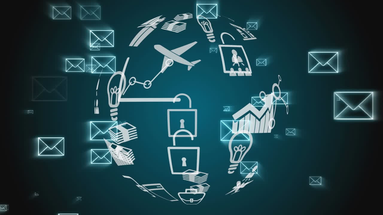Icone di applicazioni digitali e buste