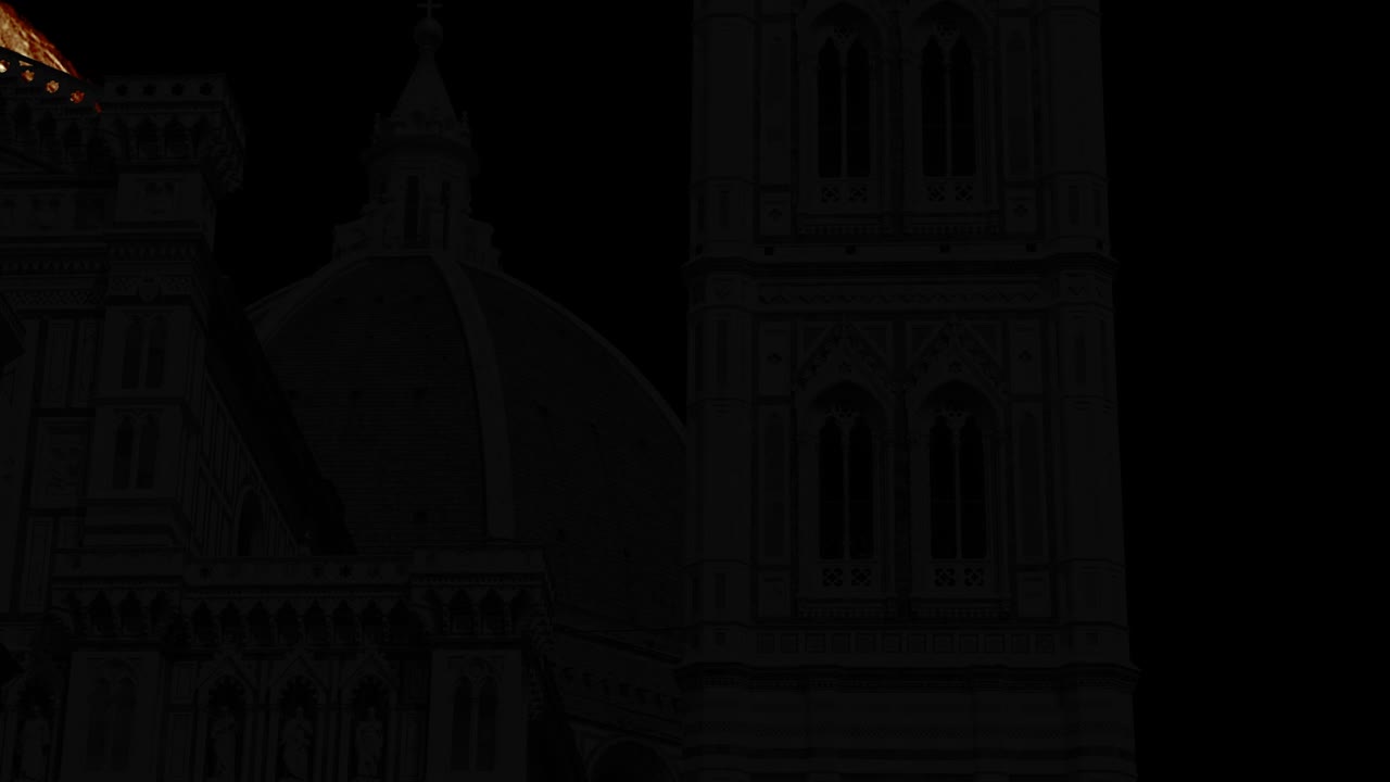 Sagome del Duomo di Firenze con luna gigante