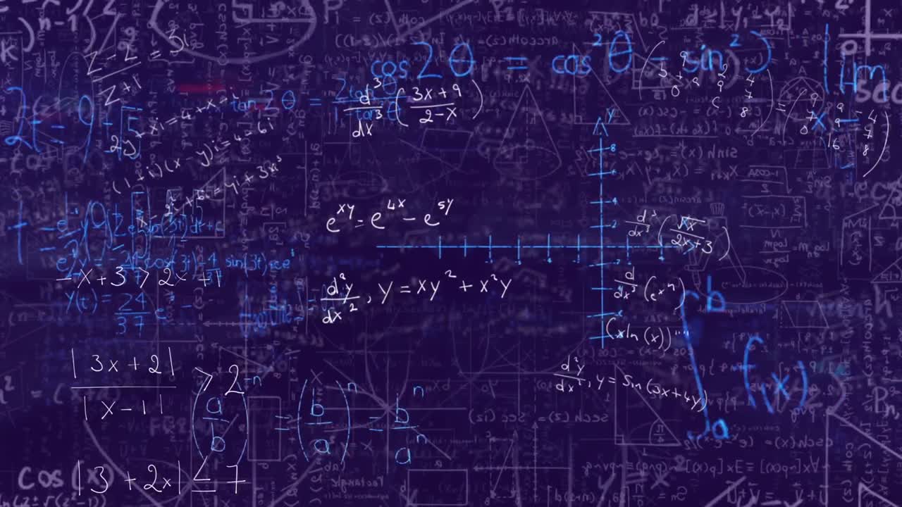 animación de ecuaciones matemáticas sobre un fondo negro