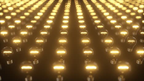 many glowing light bulbs