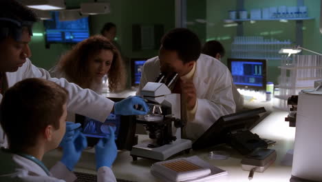 scientists and researchers collaborating in a laboratory
