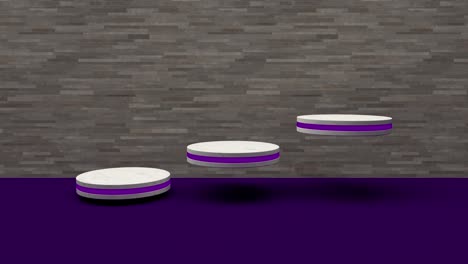 el soporte de producto dorado es un pedestal futurista o de podio en una pantalla vacía que crece con una luz intermitente con telón de fondo azul. renderización 3d. bucle sin costuras.