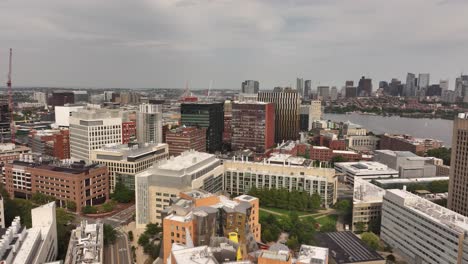 drone aerial footage of cambridge ma skyline dolly