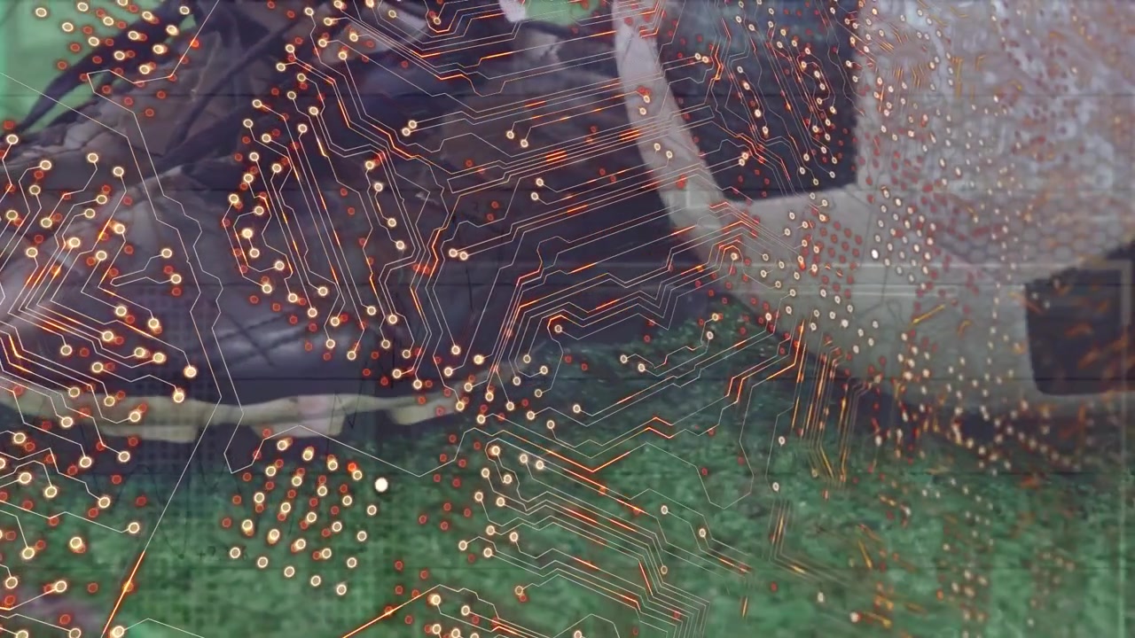 Animazione di circuito integrato su un pallone da calcio