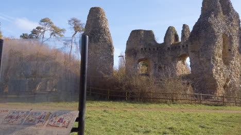 castle ruins with tourist information sign