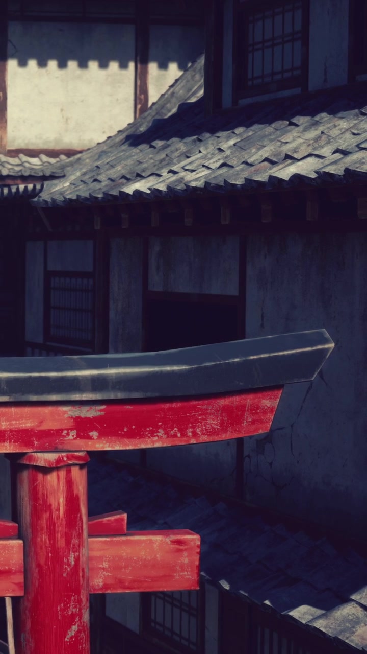 Struttura rossa in un edificio storico con stile architettonico tradizionale