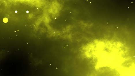 gráficos de movimiento 3d fondo brillo partícula energía solar universo noche tiempo brillo estrellas efecto visual mágico 4k color amarillo oscuro dorado