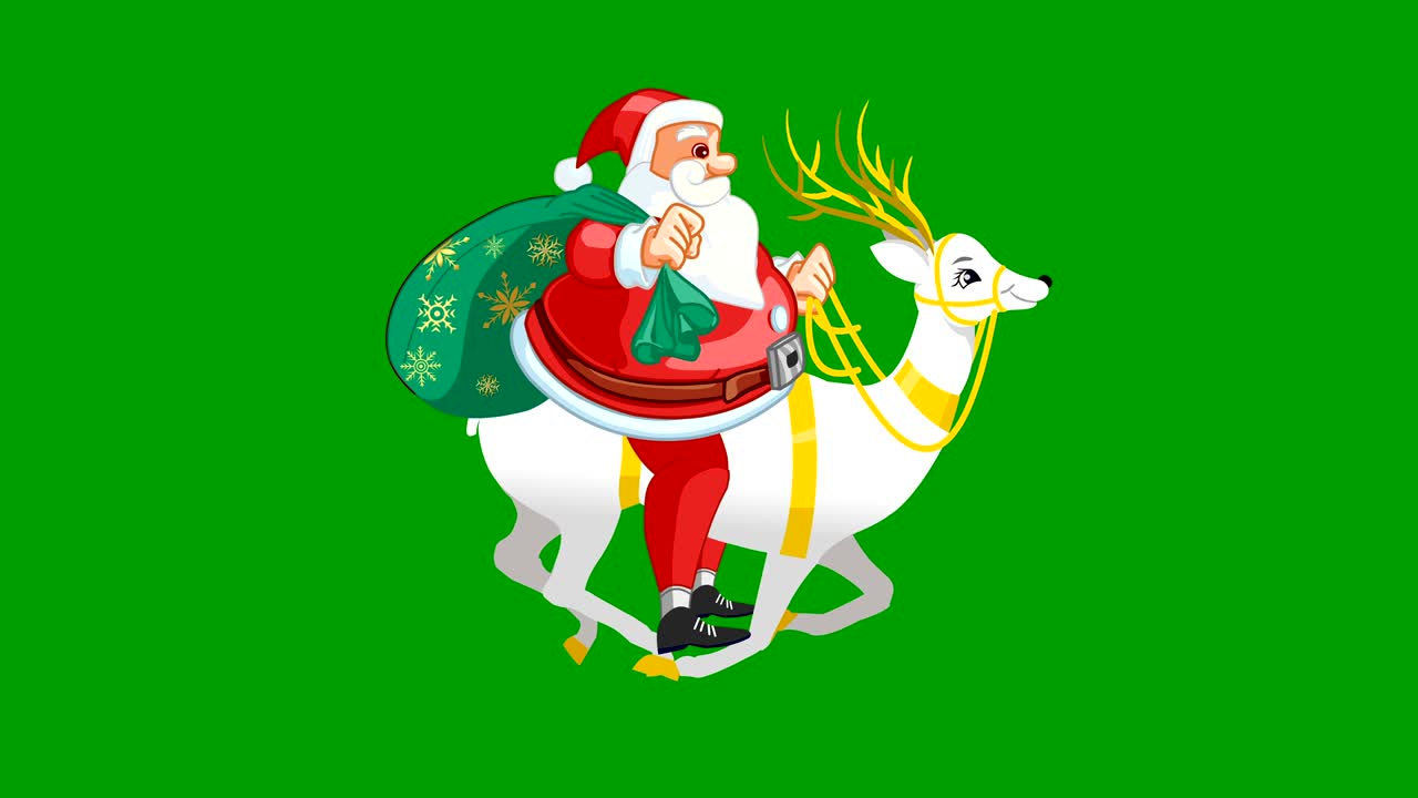 Santa Claus riding on Rein Deer loop Animation | Premium Stock Video ...