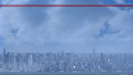 animation of data processing over cityscape
