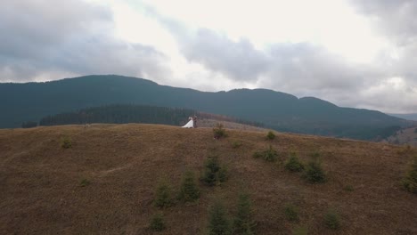 beautiful wedding couple on a mountaintop