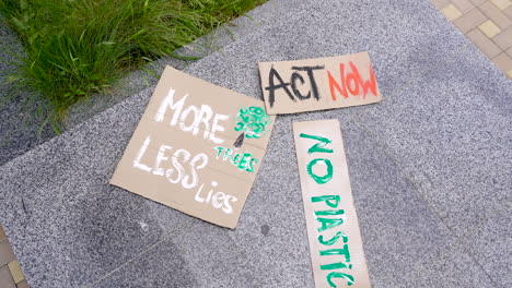 close up of placards