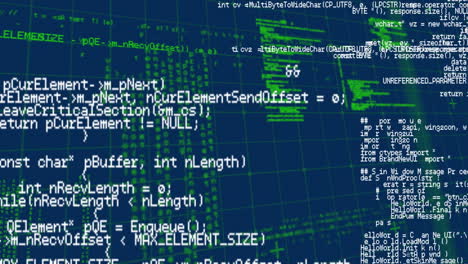 animazione dell'elaborazione dei dati su griglia su sfondo blu
