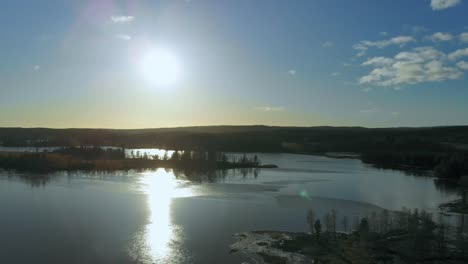 Drone-footage-over-lake-in-Sweden