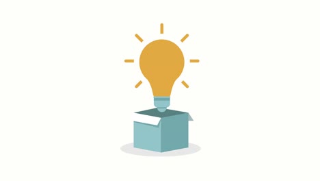 creative process animation with bulb in box