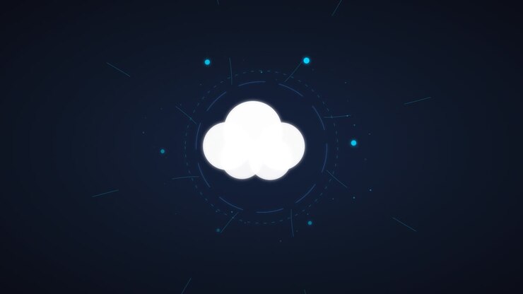 Digital Cloud Computing Icon with Animated Data Network