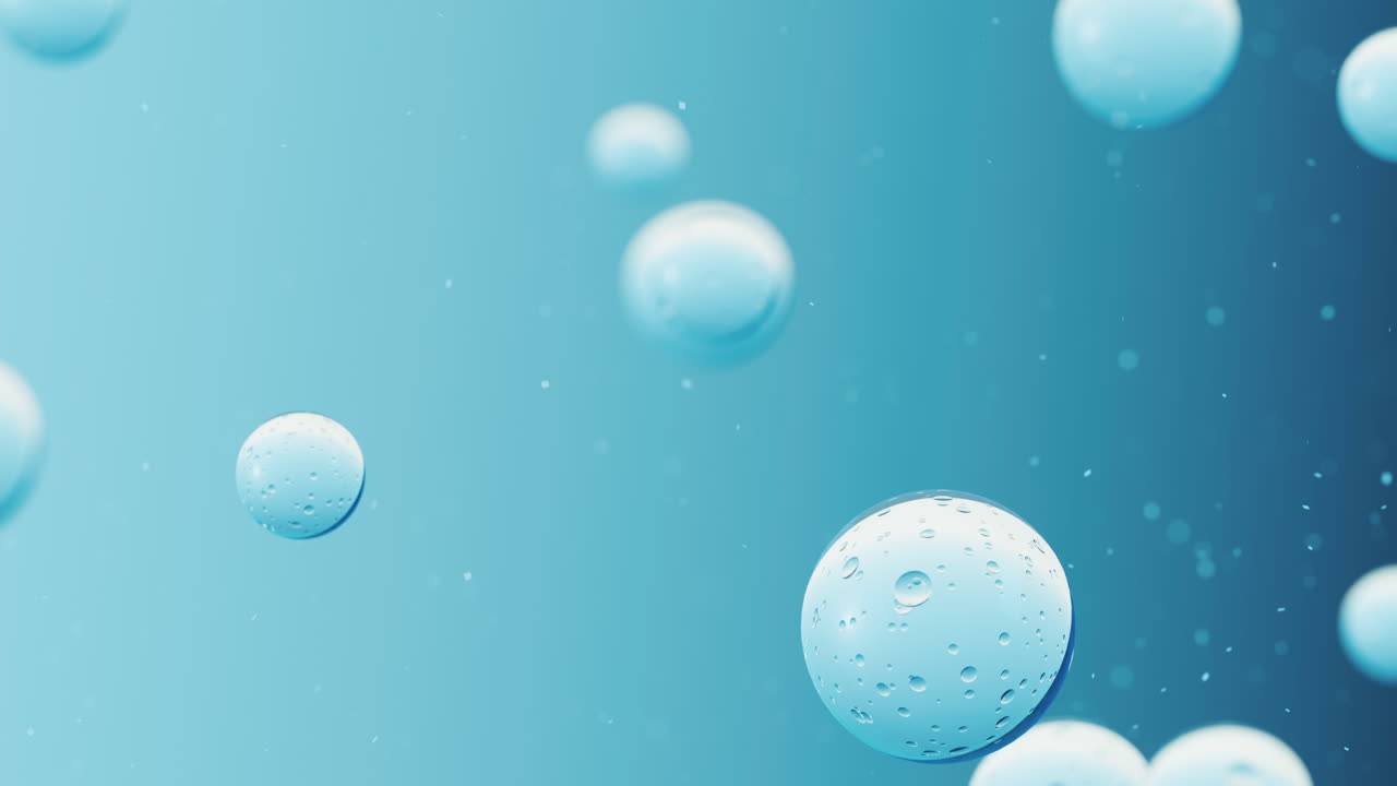 파란색 배경의 물방울, 3d 렌더링