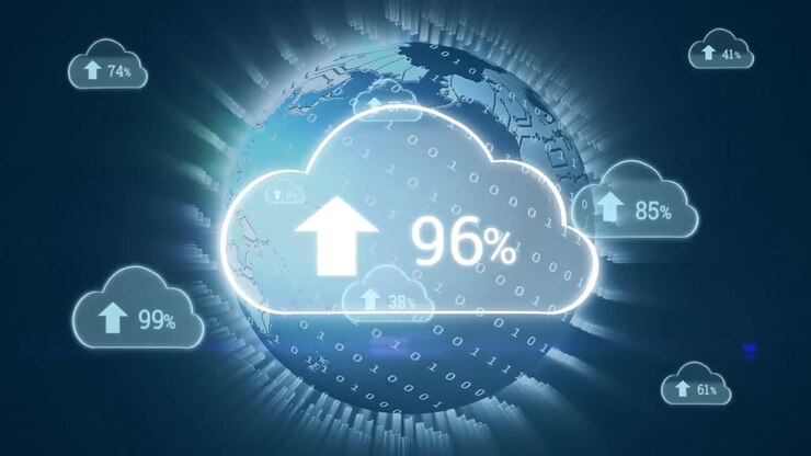Upload progress clouds and globe