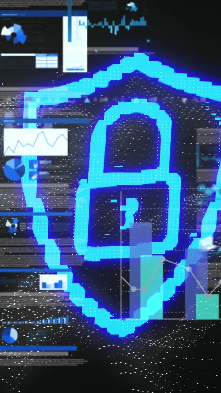 Animation af en digital hængelås og databehandling.
