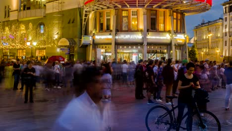 football fans and spectators have fun on the streets after the game,time lapse