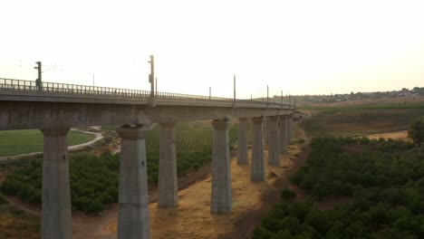 aerial view of train bridge over landscape