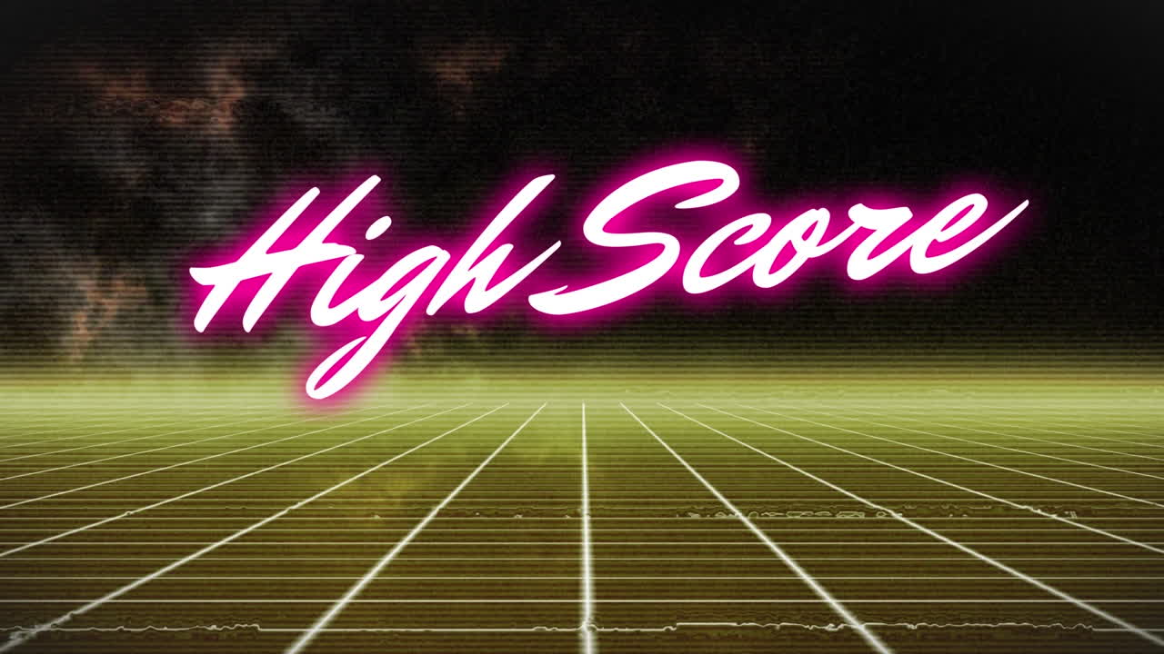 animación del texto de puntaje alto sobre líneas blancas sobre fondo negro