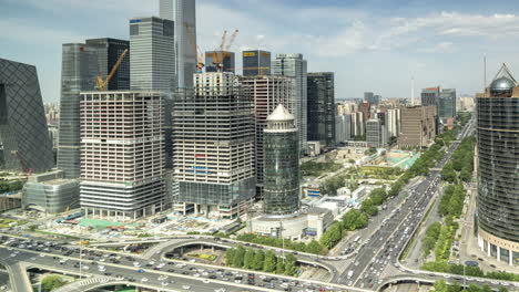 timelapse of the beijing city skyline from a high vantage point