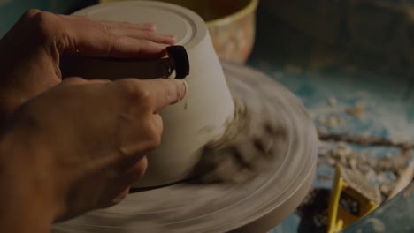 young female potter working in her studio