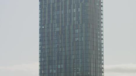 tilt down beetham tower, manchester city centre uk, birds eye view