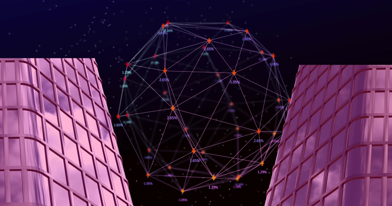 Animazione di testo con globo e rete di connessioni