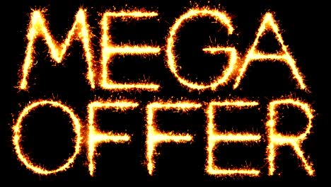 mega oferta de texto chispa chispa chispas fuego de fuego bucle de animación